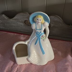 Charming Cream and Blue Lady Vase